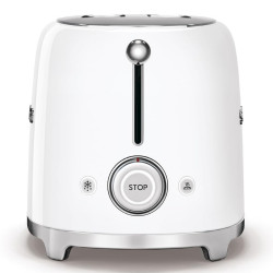 Τοστιέρα SMEG 50's Style TSF01WHEU, 950 W, 2 φέτες, 6 επίπεδα, Δίσκος για ψίχουλα, Ενσωματωμένο καλώδιο, Ανοξείδωτο ατσάλι, Λευκό
