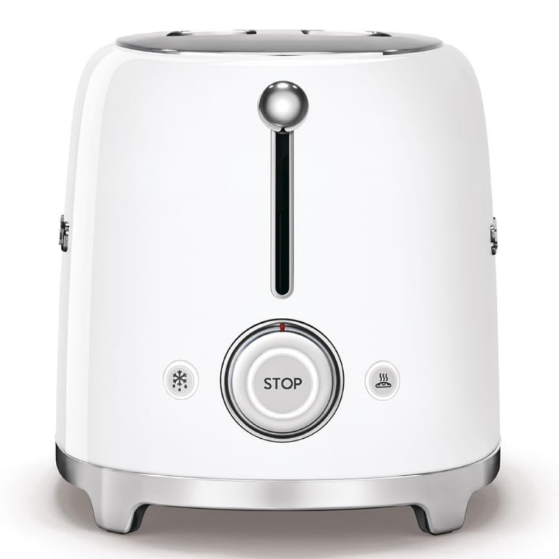 Τοστιέρα SMEG 50's Style TSF01WHEU, 950 W, 2 φέτες, 6 επίπεδα, Δίσκος για ψίχουλα, Ενσωματωμένο καλώδιο, Ανοξείδωτο ατσάλι, Λευκό