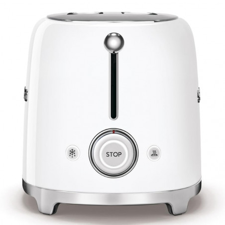 Τοστιέρα SMEG 50's Style TSF01WHEU, 950 W, 2 φέτες, 6 επίπεδα, Δίσκος για ψίχουλα, Ενσωματωμένο καλώδιο, Ανοξείδωτο ατσάλι, Λευκό