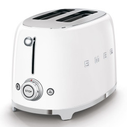 Τοστιέρα SMEG 50's Style TSF01WHEU, 950 W, 2 φέτες, 6 επίπεδα, Δίσκος για ψίχουλα, Ενσωματωμένο καλώδιο, Ανοξείδωτο ατσάλι, Λευκό