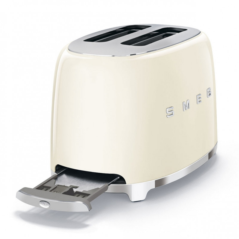 Τοστιέρα SMEG 50's Style TSF01CREU, 950 W, 2 φέτες, 6 επίπεδα, Δοχείο για ψίχουλα, Ενσωματωμένο καλώδιο, Ανοξείδωτο ατσάλι, Κρεμ