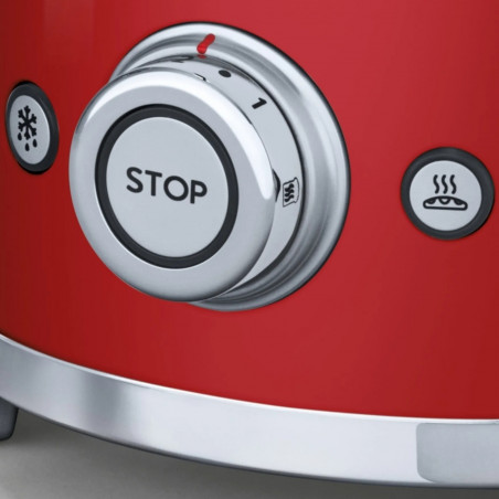 Τοστιέρα SMEG 50's Style TSF01RDEU, 950 W, 2 φέτες, 6 επίπεδα, Δίσκος για ψίχουλα, Ενσωματωμένο καλώδιο, Ανοξείδωτο ατσάλι, Κόκκινο