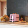 Τοστιέρα SMEG 50's Style TSF01PKEU, 950 W, 2 φέτες, 6 επίπεδα, Δίσκος για ψίχουλα, Ενσωματωμένο καλώδιο, Ανοξείδωτο ατσάλι, Ροζ