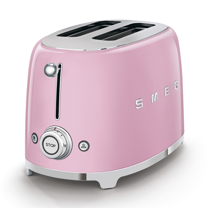 Τοστιέρα SMEG 50's Style TSF01PKEU, 950 W, 2 φέτες, 6 επίπεδα, Δίσκος για ψίχουλα, Ενσωματωμένο καλώδιο, Ανοξείδωτο ατσάλι, Ροζ