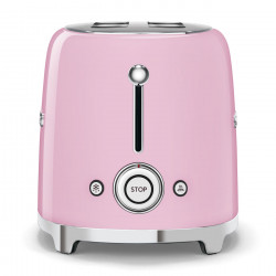 Τοστιέρα SMEG 50's Style TSF01PKEU, 950 W, 2 φέτες, 6 επίπεδα, Δίσκος για ψίχουλα, Ενσωματωμένο καλώδιο, Ανοξείδωτο ατσάλι, Ροζ