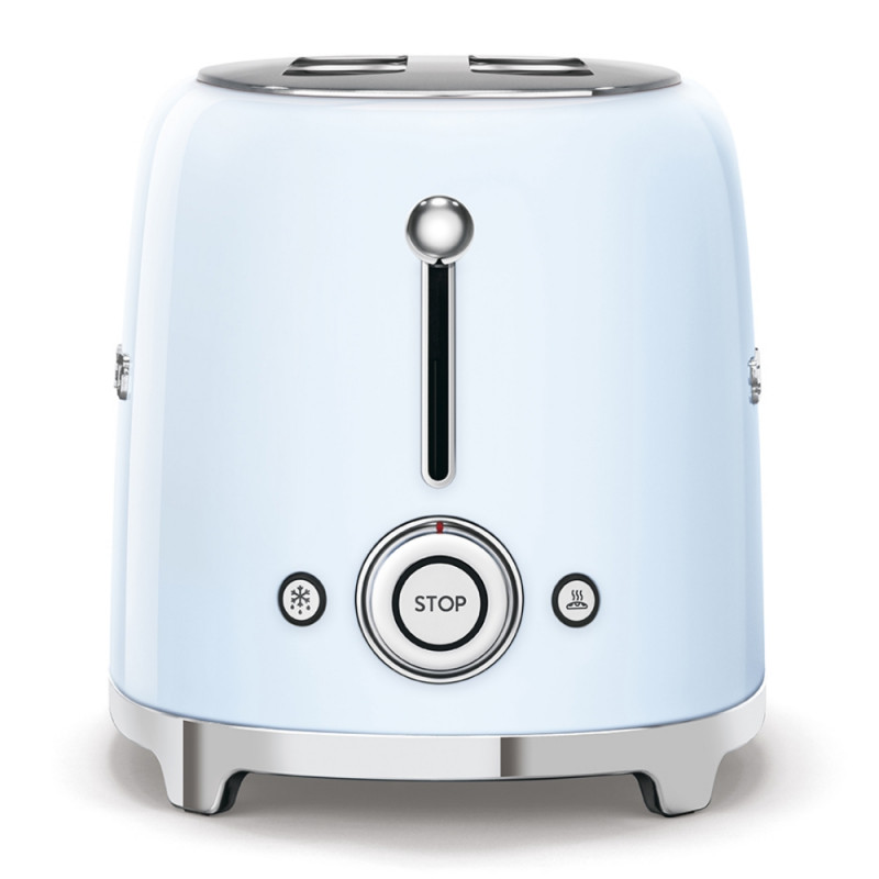 Τοστιέρα SMEG 50's Style TSF01PBEU, 950 W, 2 φέτες, 6 επίπεδα, Δίσκος για ψίχουλα, Ενσωματωμένο καλώδιο, Ανοξείδωτο ατσάλι, Μπλε