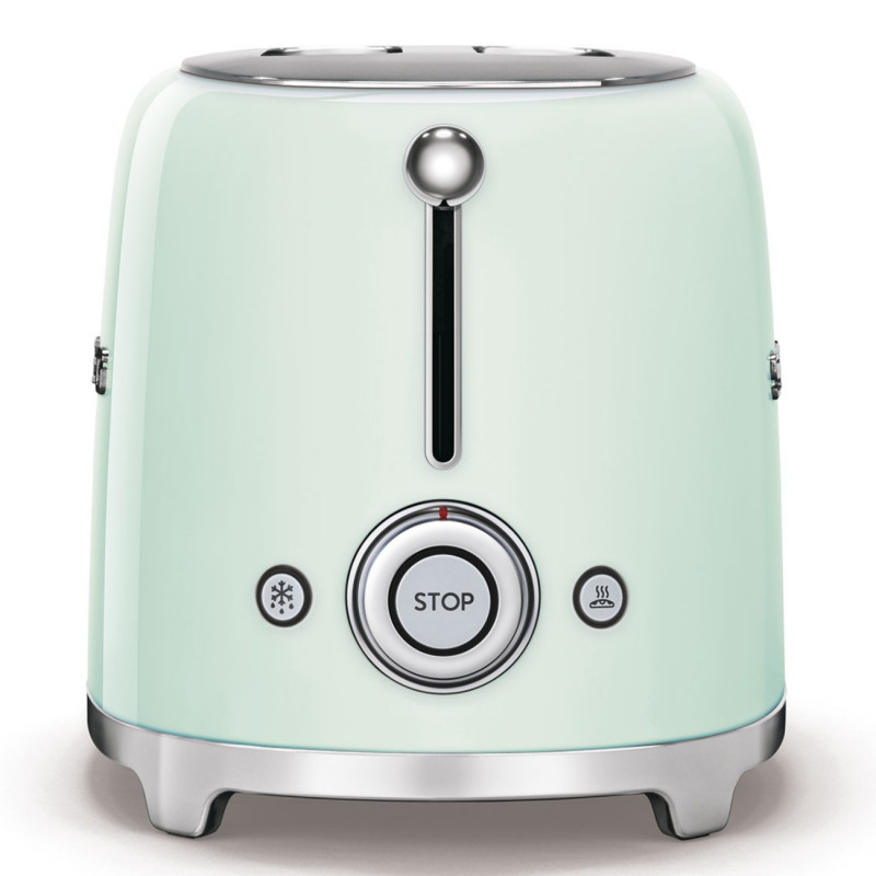 Τοστιέρα SMEG 50's Style TSF01PGEU, 950 W, 2 φέτες, 6 επίπεδα, Δίσκος για ψίχουλα, Ενσωματωμένο καλώδιο, Ανοξείδωτο ατσάλι, Πράσινο