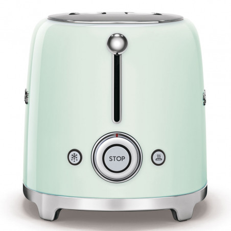 Τοστιέρα SMEG 50's Style TSF01PGEU, 950 W, 2 φέτες, 6 επίπεδα, Δίσκος για ψίχουλα, Ενσωματωμένο καλώδιο, Ανοξείδωτο ατσάλι, Πράσινο