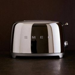 Τοστιέρα SMEG 50's Style TSF01SSEU, 950 W, 2 φέτες, 6 επίπεδα, Δίσκος για ψίχουλα, Ενσωματωμένο καλώδιο, Ανοξείδωτο ατσάλι, Ασημί