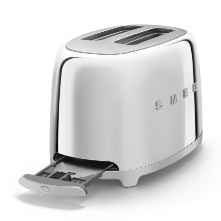 Τοστιέρα SMEG 50's Style TSF01SSEU, 950 W, 2 φέτες, 6 επίπεδα, Δίσκος για ψίχουλα, Ενσωματωμένο καλώδιο, Ανοξείδωτο ατσάλι, Ασημί