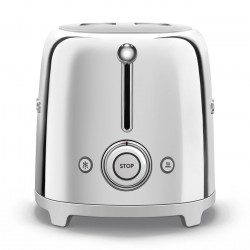 Τοστιέρα SMEG 50's Style TSF01SSEU, 950 W, 2 φέτες, 6 επίπεδα, Δίσκος για ψίχουλα, Ενσωματωμένο καλώδιο, Ανοξείδωτο ατσάλι, Ασημί