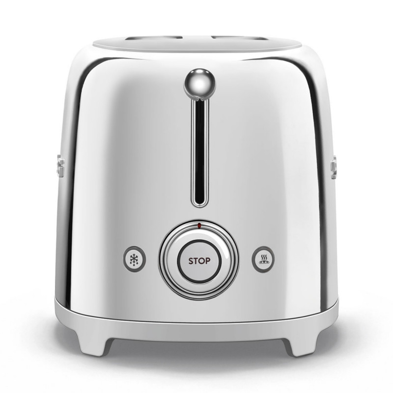 Τοστιέρα SMEG 50's Style TSF01SSEU, 950 W, 2 φέτες, 6 επίπεδα, Δίσκος για ψίχουλα, Ενσωματωμένο καλώδιο, Ανοξείδωτο ατσάλι, Ασημί