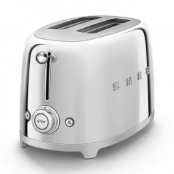 Τοστιέρα SMEG 50's Style TSF01SSEU, 950 W, 2 φέτες, 6 επίπεδα, Δίσκος για ψίχουλα, Ενσωματωμένο καλώδιο, Ανοξείδωτο ατσάλι, Ασημί