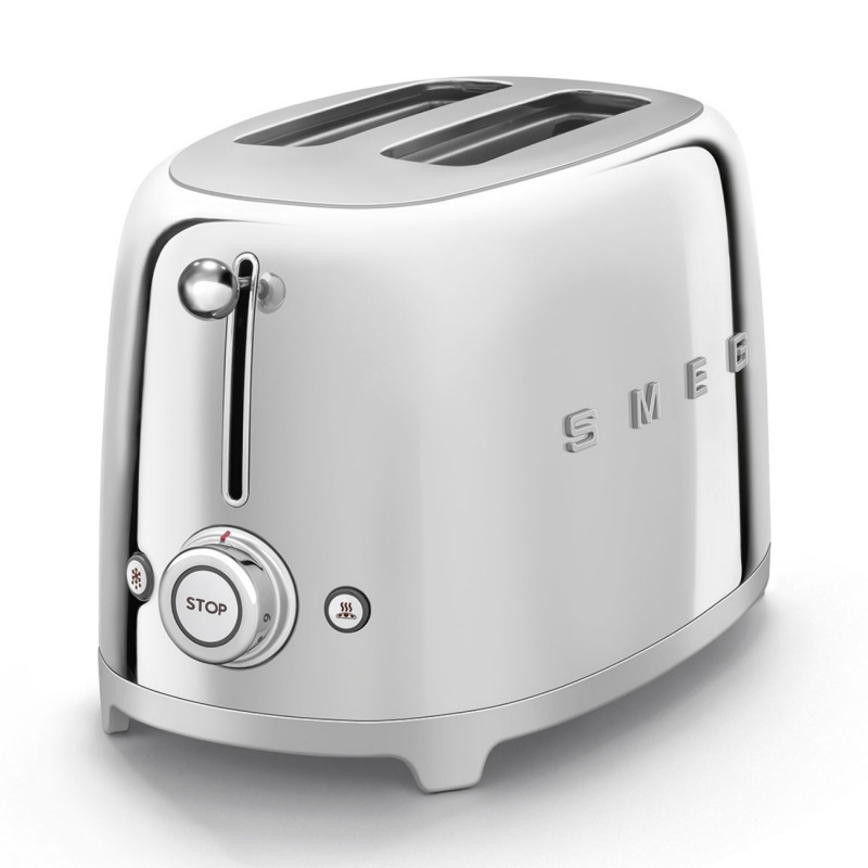 Τοστιέρα SMEG 50's Style TSF01SSEU, 950 W, 2 φέτες, 6 επίπεδα, Δίσκος για ψίχουλα, Ενσωματωμένο καλώδιο, Ανοξείδωτο ατσάλι, Ασημί