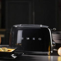 Τοστιέρα SMEG 50's Style TSF01BLEU, 950 W, 2 φέτες, 6 επίπεδα, Δίσκος για ψίχουλα, Ενσωματωμένο καλώδιο, Ανοξείδωτο ατσάλι, Μαύρο