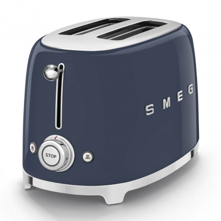 Τοστιέρα SMEG 50's Style TSF01NBEU, 950 W, 2 φέτες, 6 επίπεδα, Δίσκος για ψίχουλα, Ενσωματωμένο καλώδιο, Ανοξείδωτο ατσάλι, Σκούρο μπλε