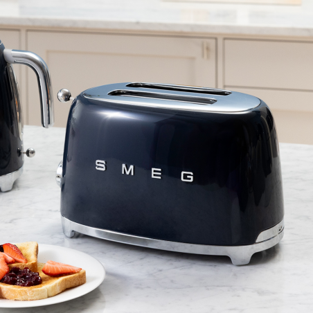 Τοστιέρα SMEG 50's Style TSF01NBEU, 950 W, 2 φέτες, 6 επίπεδα, Δίσκος για ψίχουλα, Ενσωματωμένο καλώδιο, Ανοξείδωτο ατσάλι, Σκούρο μπλε
