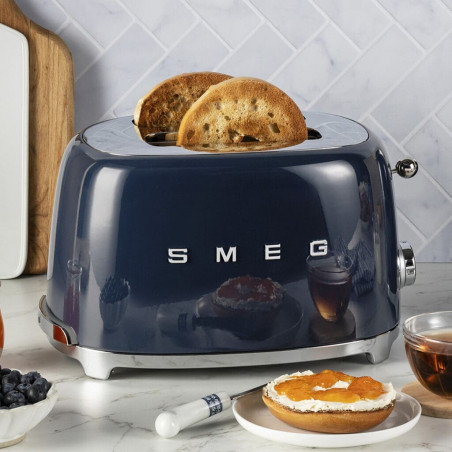 Τοστιέρα SMEG 50's Style TSF01NBEU, 950 W, 2 φέτες, 6 επίπεδα, Δίσκος για ψίχουλα, Ενσωματωμένο καλώδιο, Ανοξείδωτο ατσάλι, Σκούρο μπλε