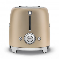 Τοστιέρα SMEG 50's Style TSF01CHMEU, 950 W, 2 φέτες, 6 επίπεδα, Δίσκος για ψίχουλα, Ενσωματωμένο καλώδιο, Ανοξείδωτο ατσάλι, Χρώμα σαμπάνιας