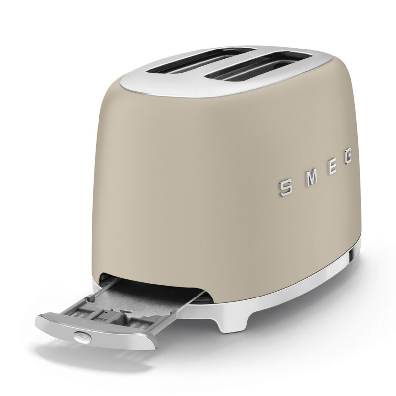 Τοστιέρα SMEG 50's Style TSF01MLMEU, 950 W, 2 φέτες, 6 επίπεδα, Δίσκος για ψίχουλα, Ενσωματωμένο καλώδιο, Ανοξείδωτο ατσάλι, Μπεζ