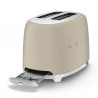 Τοστιέρα SMEG 50's Style TSF01MLMEU, 950 W, 2 φέτες, 6 επίπεδα, Δίσκος για ψίχουλα, Ενσωματωμένο καλώδιο, Ανοξείδωτο ατσάλι, Μπεζ