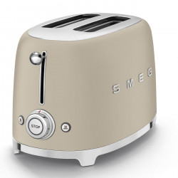 Τοστιέρα SMEG 50's Style TSF01MLMEU, 950 W, 2 φέτες, 6 επίπεδα, Δίσκος για ψίχουλα, Ενσωματωμένο καλώδιο, Ανοξείδωτο ατσάλι, Μπεζ