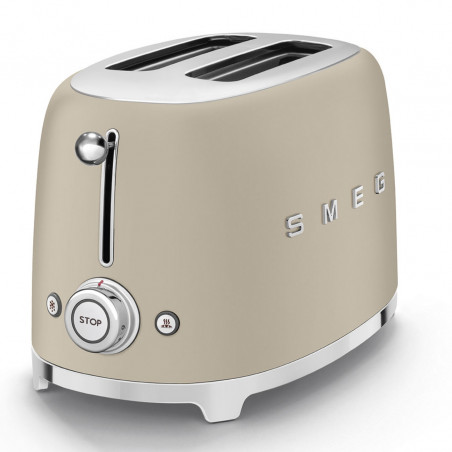 Τοστιέρα SMEG 50's Style TSF01MLMEU, 950 W, 2 φέτες, 6 επίπεδα, Δίσκος για ψίχουλα, Ενσωματωμένο καλώδιο, Ανοξείδωτο ατσάλι, Μπεζ
