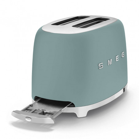 Τοστιέρα SMEG 50's Style TSF01EGMEU, 950 W, 2 φέτες, 6 επίπεδα, Δίσκος για ψίχουλα, Ενσωματωμένο καλώδιο, Ανοξείδωτο ατσάλι, Σμαραγδένιο πράσινο