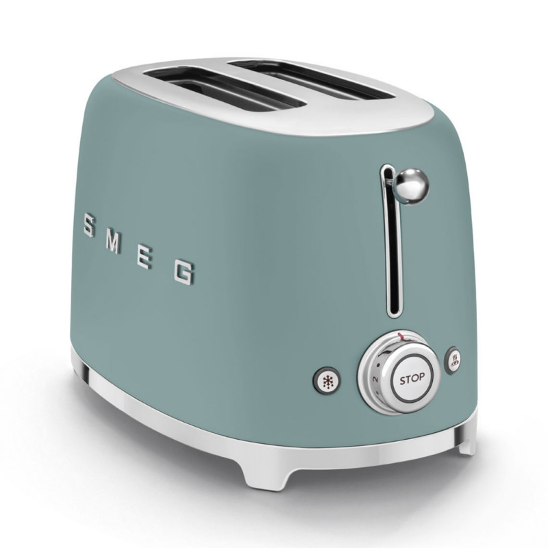 Τοστιέρα SMEG 50's Style TSF01EGMEU, 950 W, 2 φέτες, 6 επίπεδα, Δίσκος για ψίχουλα, Ενσωματωμένο καλώδιο, Ανοξείδωτο ατσάλι, Σμαραγδένιο πράσινο