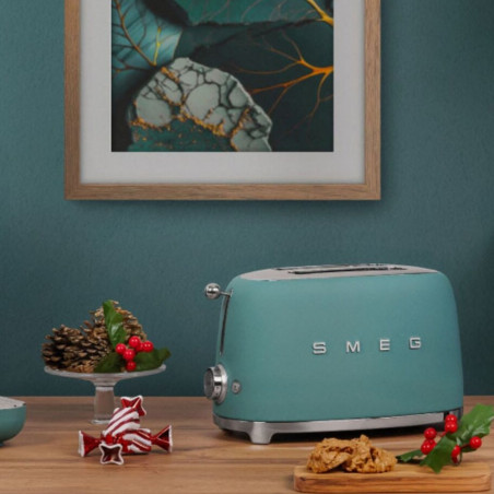 Τοστιέρα SMEG 50's Style TSF01EGMEU, 950 W, 2 φέτες, 6 επίπεδα, Δίσκος για ψίχουλα, Ενσωματωμένο καλώδιο, Ανοξείδωτο ατσάλι, Σμαραγδένιο πράσινο
