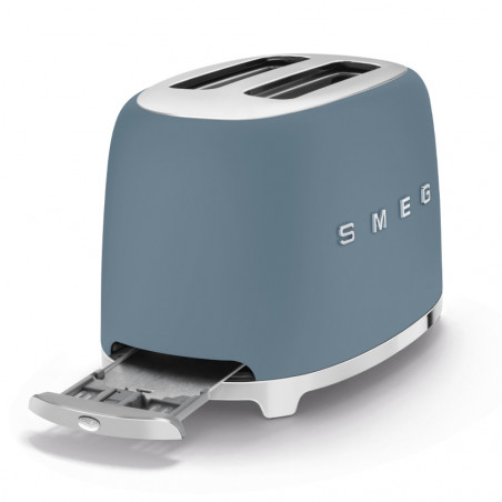 Τοστιέρα SMEG 50's Style TSF01SBMEU, 950 W, 2 φέτες, 6 επίπεδα, Δίσκος για ψίχουλα, Ενσωματωμένο καλώδιο, Ανοξείδωτο ατσάλι, Μπλε θύελλας