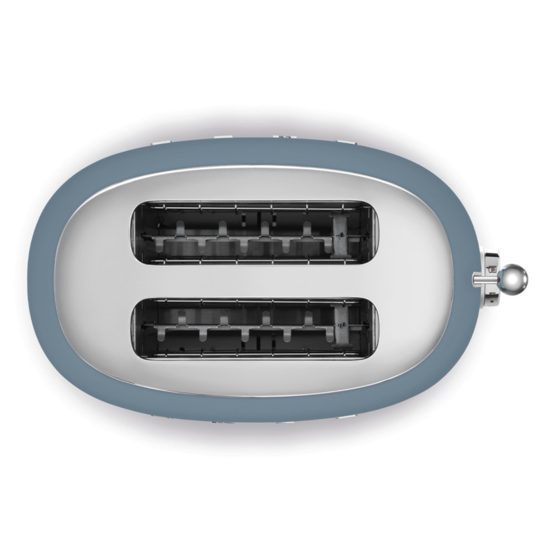 Τοστιέρα SMEG 50's Style TSF01SBMEU, 950 W, 2 φέτες, 6 επίπεδα, Δίσκος για ψίχουλα, Ενσωματωμένο καλώδιο, Ανοξείδωτο ατσάλι, Μπλε θύελλας