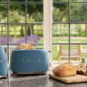 Τοστιέρα SMEG 50's Style TSF01SBMEU, 950 W, 2 φέτες, 6 επίπεδα, Δίσκος για ψίχουλα, Ενσωματωμένο καλώδιο, Ανοξείδωτο ατσάλι, Μπλε θύελλας