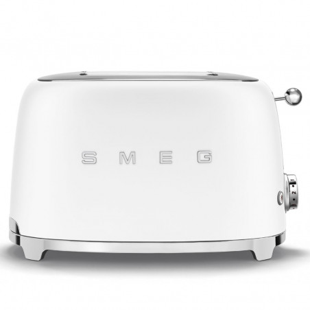 Τοστιέρα SMEG 50's Style TSF01WHMEU, 950 W, 2 φέτες, 6 επίπεδα, Δοχείο για ψίχουλα, Ενσωματωμένο καλώδιο, Ανοξείδωτο ατσάλι, Λευκό ματ