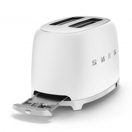 Τοστιέρα SMEG 50's Style TSF01WHMEU, 950 W, 2 φέτες, 6 επίπεδα, Δοχείο για ψίχουλα, Ενσωματωμένο καλώδιο, Ανοξείδωτο ατσάλι, Λευκό ματ