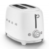 Τοστιέρα SMEG 50's Style TSF01WHMEU, 950 W, 2 φέτες, 6 επίπεδα, Δοχείο για ψίχουλα, Ενσωματωμένο καλώδιο, Ανοξείδωτο ατσάλι, Λευκό ματ