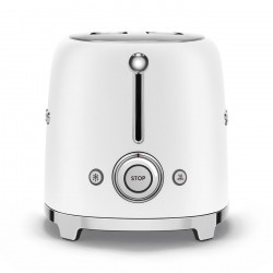 Τοστιέρα SMEG 50's Style TSF01WHMEU, 950 W, 2 φέτες, 6 επίπεδα, Δοχείο για ψίχουλα, Ενσωματωμένο καλώδιο, Ανοξείδωτο ατσάλι, Λευκό ματ