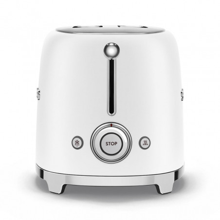 Τοστιέρα SMEG 50's Style TSF01WHMEU, 950 W, 2 φέτες, 6 επίπεδα, Δοχείο για ψίχουλα, Ενσωματωμένο καλώδιο, Ανοξείδωτο ατσάλι, Λευκό ματ
