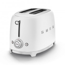 Τοστιέρα SMEG 50's Style TSF01WHMEU, 950 W, 2 φέτες, 6 επίπεδα, Δοχείο για ψίχουλα, Ενσωματωμένο καλώδιο, Ανοξείδωτο ατσάλι, Λευκό ματ