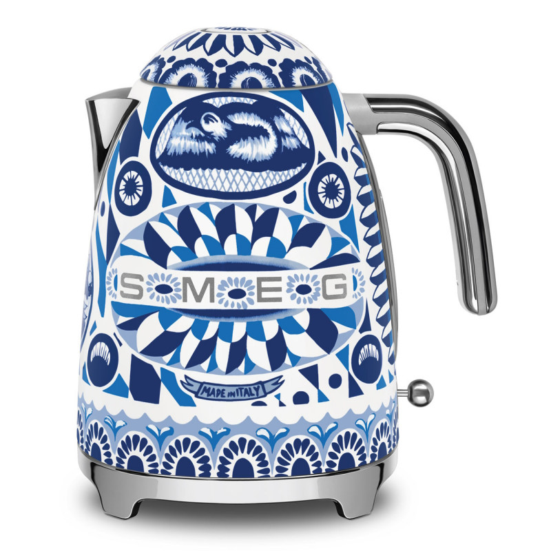 Ηλεκτρική κανάτα SMEG Dolce & Gabbana KLF03DGBEU, 2400 W, 1,7 λ, βάση 360°, γυαλιστερό φινίρισμα, μεσογειακό μπλε