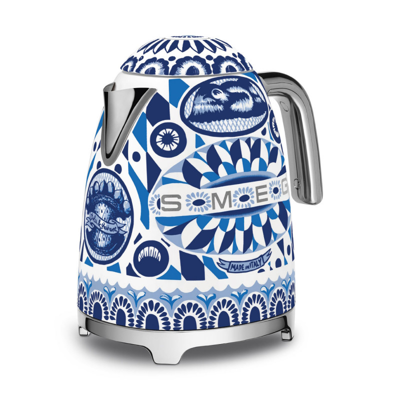 Ηλεκτρική κανάτα SMEG Dolce & Gabbana KLF03DGBEU, 2400 W, 1,7 λ, βάση 360°, γυαλιστερό φινίρισμα, μεσογειακό μπλε