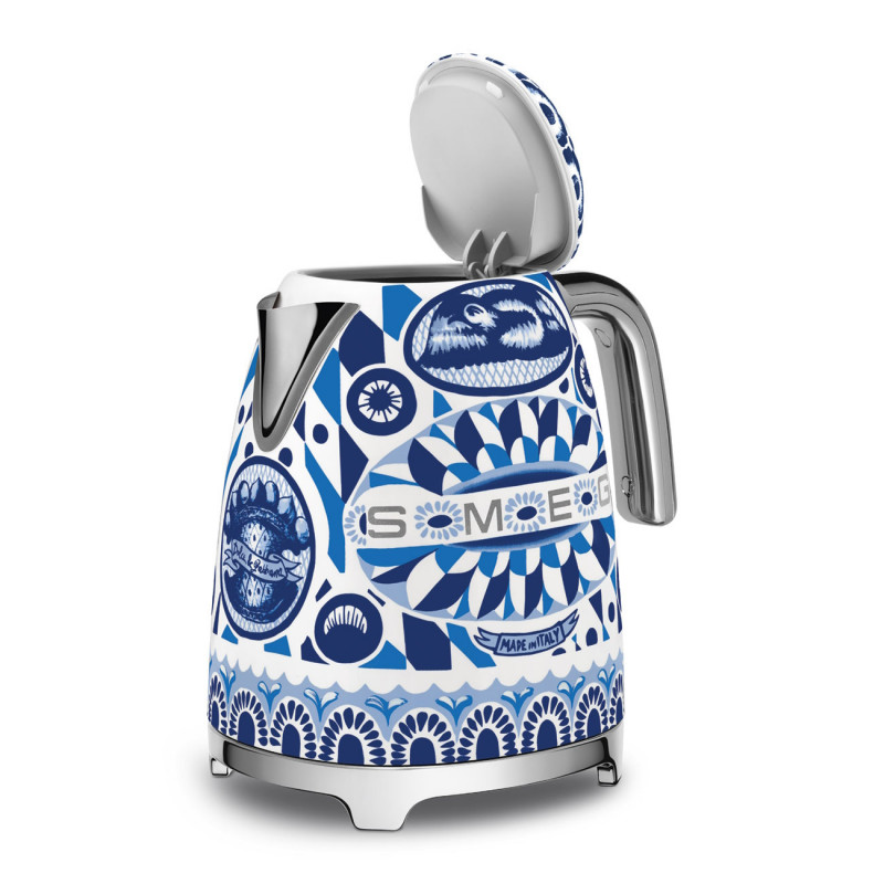 Ηλεκτρική κανάτα SMEG Dolce & Gabbana KLF03DGBEU, 2400 W, 1,7 λ, βάση 360°, γυαλιστερό φινίρισμα, μεσογειακό μπλε