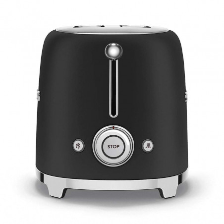 Τοστιέρα SMEG 50's Style TSF01BLMEU, 950 W, 2 φέτες, 6 επίπεδα, Δίσκος για ψίχουλα, Ενσωματωμένο καλώδιο, Ανοξείδωτο ατσάλι, Μαύρο ματ