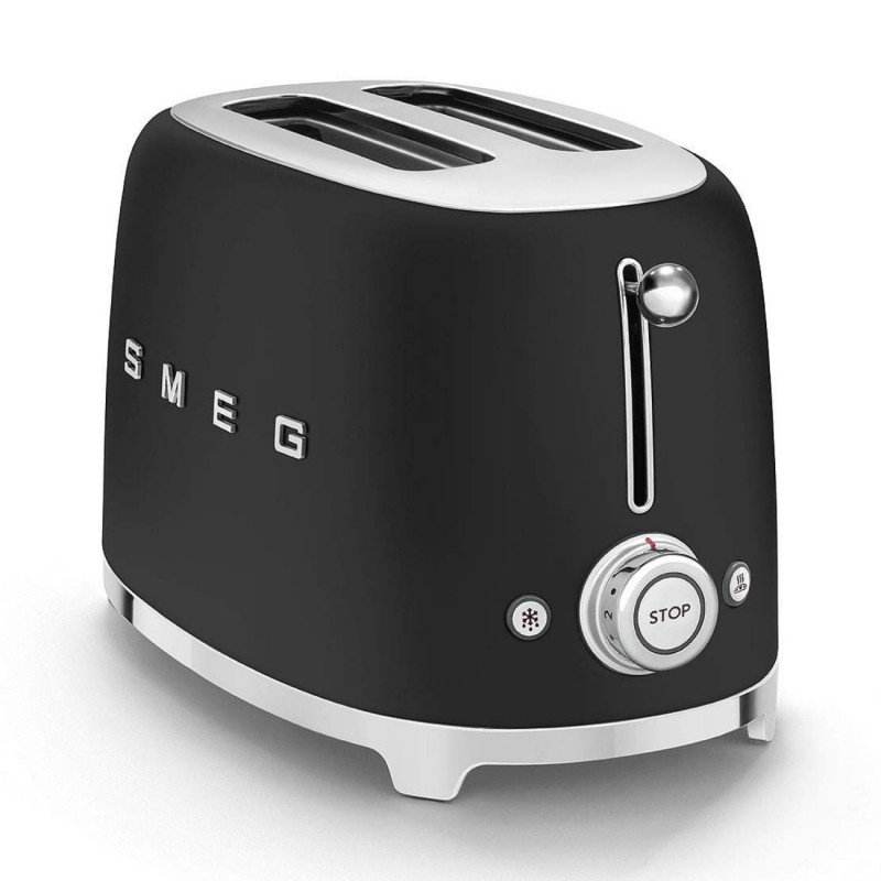 Τοστιέρα SMEG 50's Style TSF01BLMEU, 950 W, 2 φέτες, 6 επίπεδα, Δίσκος για ψίχουλα, Ενσωματωμένο καλώδιο, Ανοξείδωτο ατσάλι, Μαύρο ματ