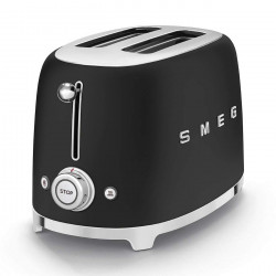 Τοστιέρα SMEG 50's Style TSF01BLMEU, 950 W, 2 φέτες, 6 επίπεδα, Δίσκος για ψίχουλα, Ενσωματωμένο καλώδιο, Ανοξείδωτο ατσάλι, Μαύρο ματ