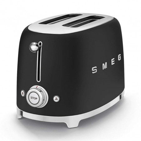 Τοστιέρα SMEG 50's Style TSF01BLMEU, 950 W, 2 φέτες, 6 επίπεδα, Δίσκος για ψίχουλα, Ενσωματωμένο καλώδιο, Ανοξείδωτο ατσάλι, Μαύρο ματ