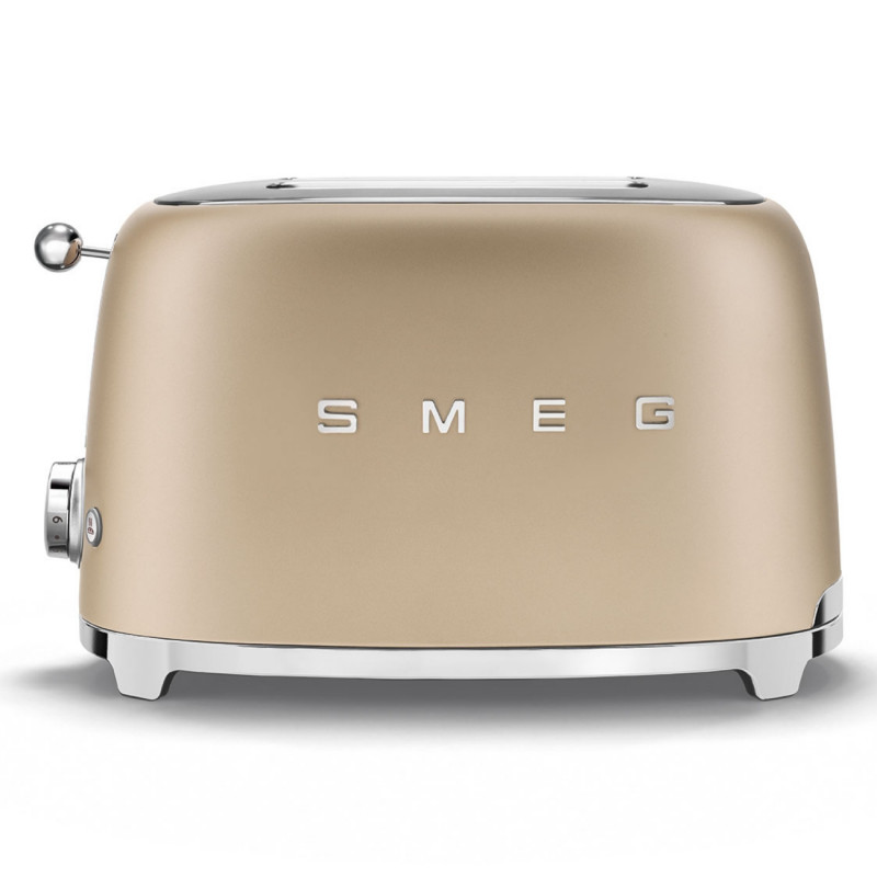 Τοστιέρα SMEG 50's Style TSF01CHMEU, 950 W, 2 φέτες, 6 επίπεδα, Δίσκος για ψίχουλα, Ενσωματωμένο καλώδιο, Ανοξείδωτο ατσάλι, Χρώμα σαμπάνιας