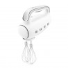 Χειροκίνητο μίξερ SMEG 50's Style HMF01WHEU, 250 W, 9 ταχύτητες, λειτουργία Turbo, κρυφή οθόνη LED, χρονοδιακόπτης, εξαρτήματα, λευκό