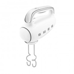 Χειροκίνητο μίξερ SMEG 50's Style HMF01WHEU, 250 W, 9 ταχύτητες, λειτουργία Turbo, κρυφή οθόνη LED, χρονοδιακόπτης, εξαρτήματα, λευκό