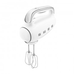 Χειροκίνητο μίξερ SMEG 50's Style HMF01WHEU, 250 W, 9 ταχύτητες, λειτουργία Turbo, κρυφή οθόνη LED, χρονοδιακόπτης, εξαρτήματα, λευκό